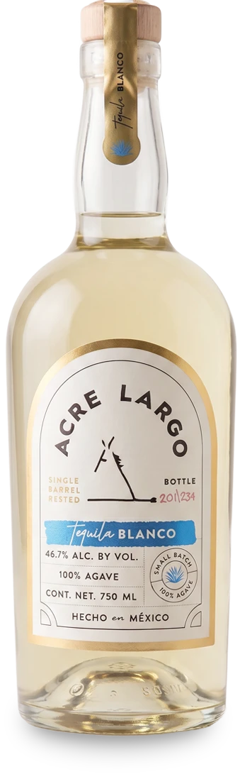 acre largo barrel aged blanco tequila front of bottle isolated